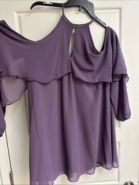 Rubber Ducky Productions, Inc. Lavender Cold-Shoulder Ruffle Tunic